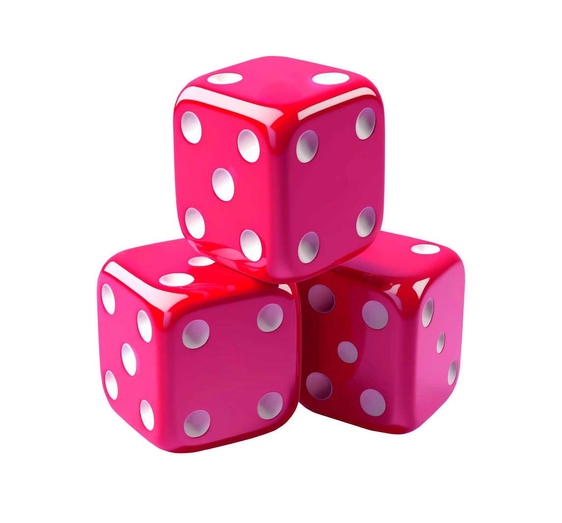 Three red dice in formation